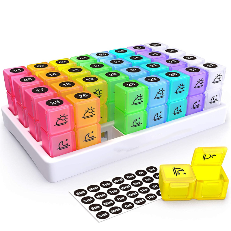 32 Grid 31 Tage Verpackung Tragbare Kunststoff Pille Box 7 Tage Reise Kit