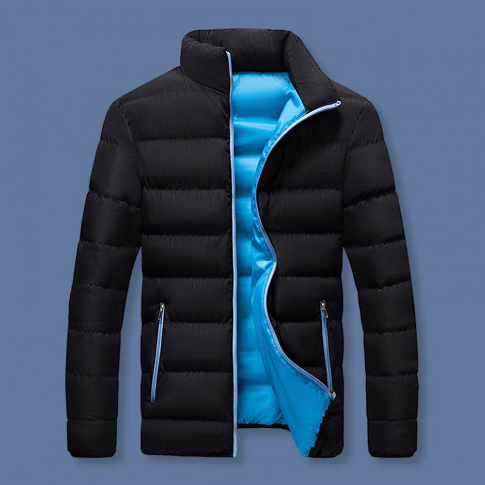 Veste en coton à col montant pour homme, manteau chaud, poche zippée, décontracté, automne, hiver