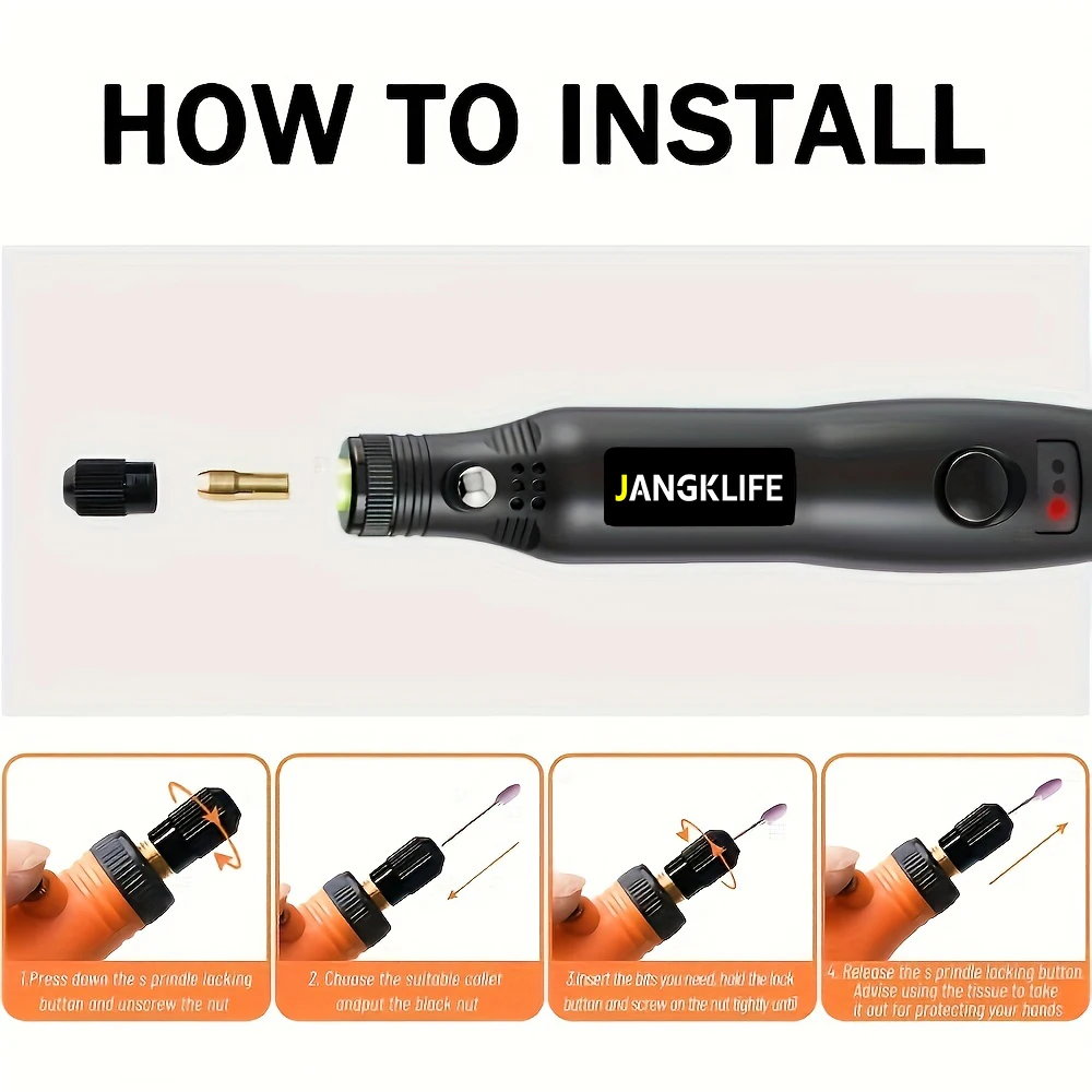JANGKLIFE USB ชุดเครื่องมือโรตารี่ไร้สายงานไม้แกะสลักปากกา DIY สําหรับเครื่องประดับแก้วโลหะ Mini Wireless เจาะ