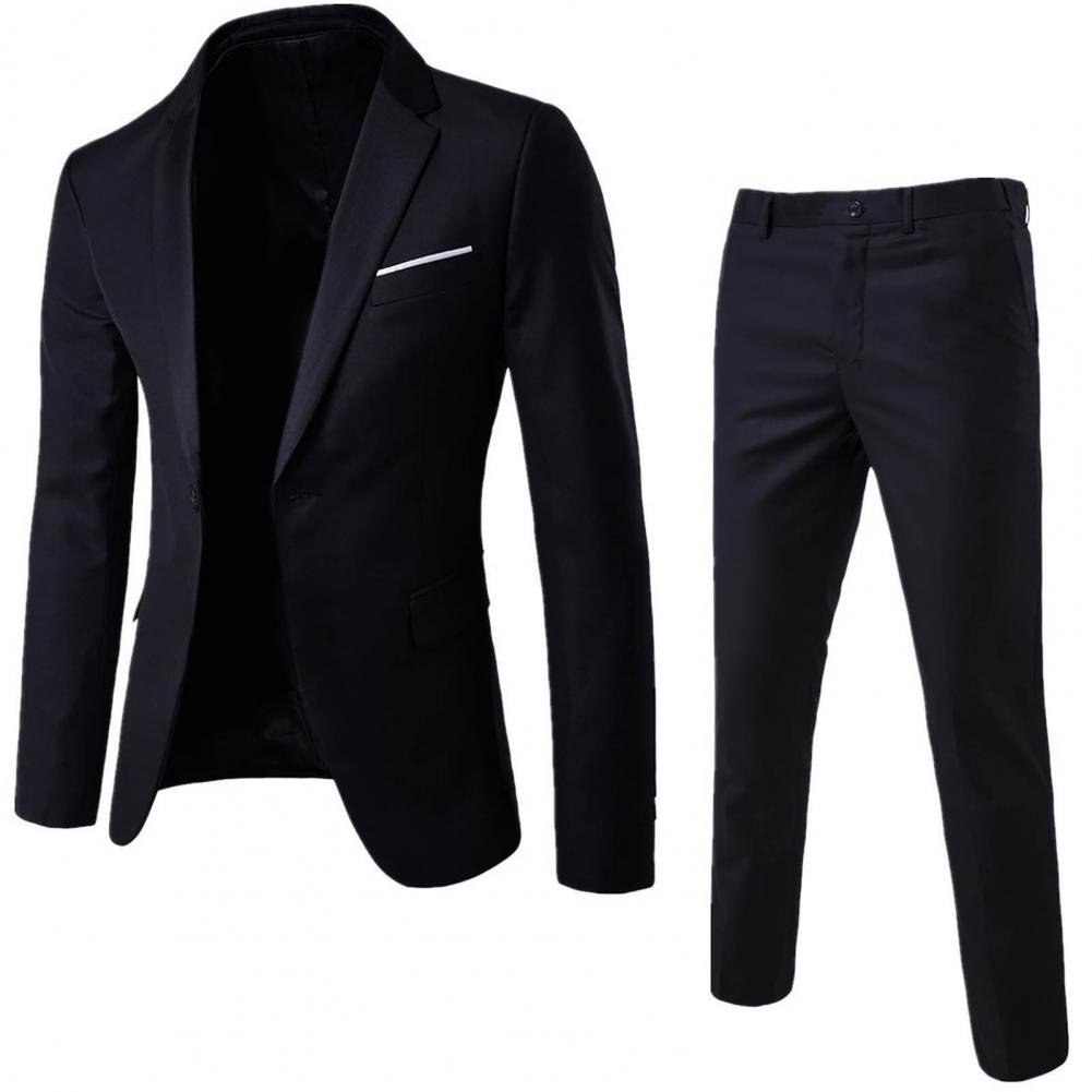 Homens blazer calças formais 2 pçs ternos masculinos terno de baile de casamento fino ajuste negócios trabalho wear ternos jaqueta do noivo masculino terno formal calças