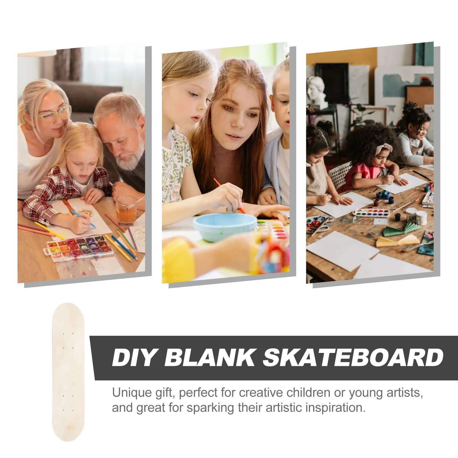 60 ซม.สเก็ตบอร์ดดาดฟ้า Maple สเก็ต BOARD เปล่าผู้ใหญ่มือวาดตกแต่ง BOARD Double Rocker DIY BLANK Graffiti สเก็ตบอร์ด