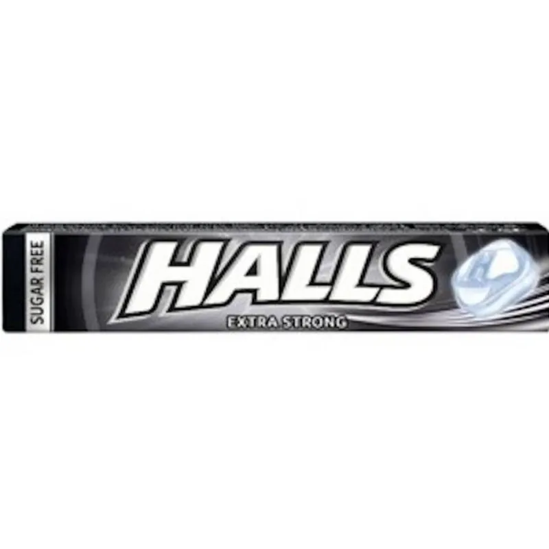 CARAMELOS HALLS EXTRA FUERTES MENTA SIN AZUCAR CAJA 20 UNDS