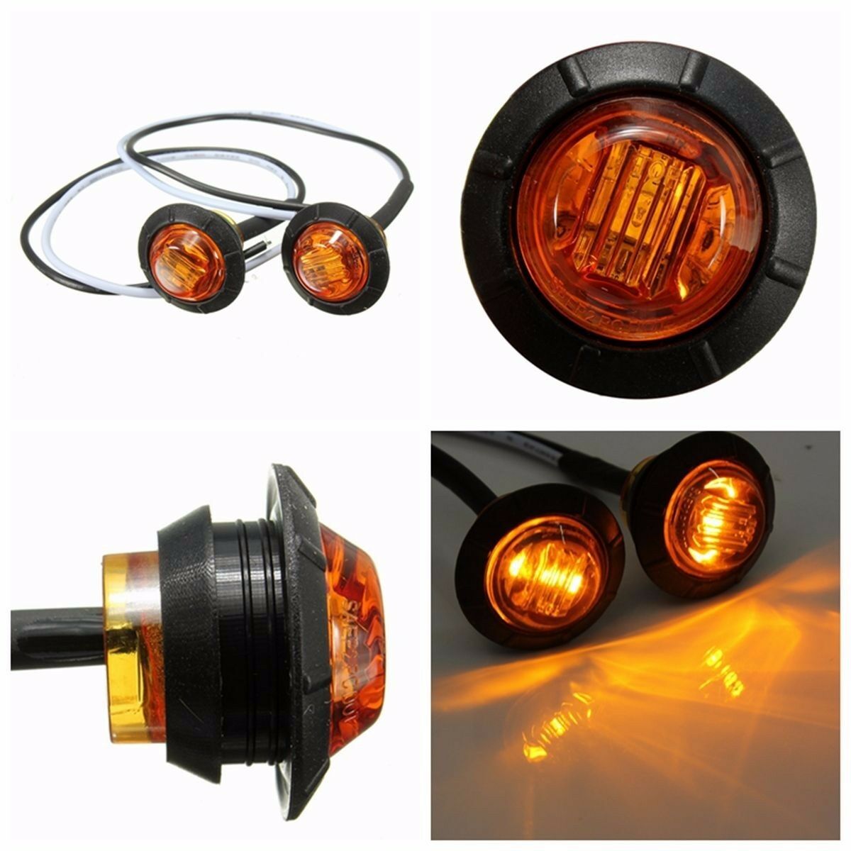 2 Chiếc 3/4 Inch Gắn Đèn LED Phía Sau Dấu Chỉ Báo Đèn Cho Xe Tải, Traile ,Cab Bút Dạ, tàu Thuyền 12V 24V Xanh Đỏ Vàng Xanh Dương