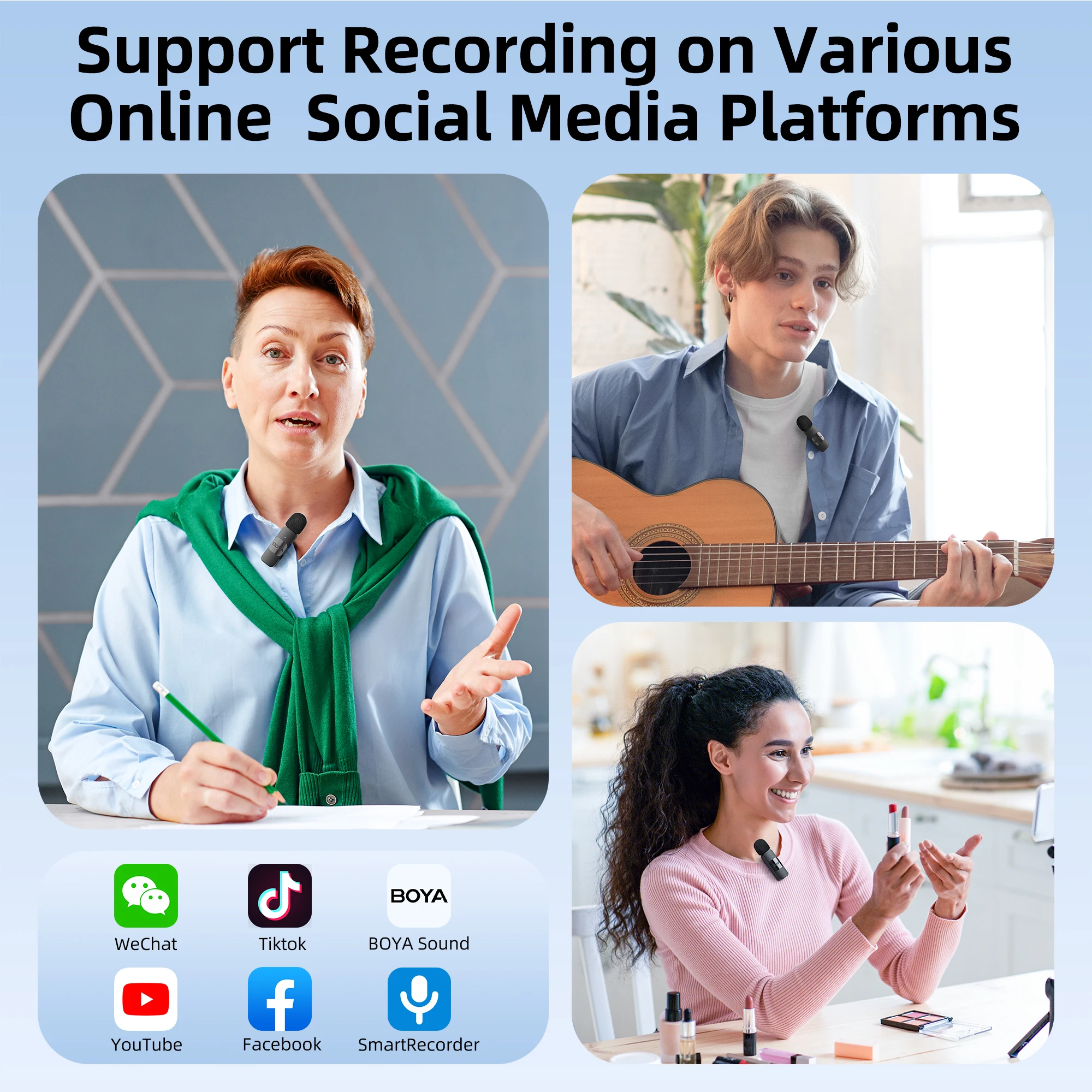 BOYA BY-V Không Dây Chuyên Nghiệp Lavalier Micro Mini Cho iPhone iPad Android Phát Sóng Trực Tiếp Chơi Game Ghi Âm Phỏng Vấn Vlog