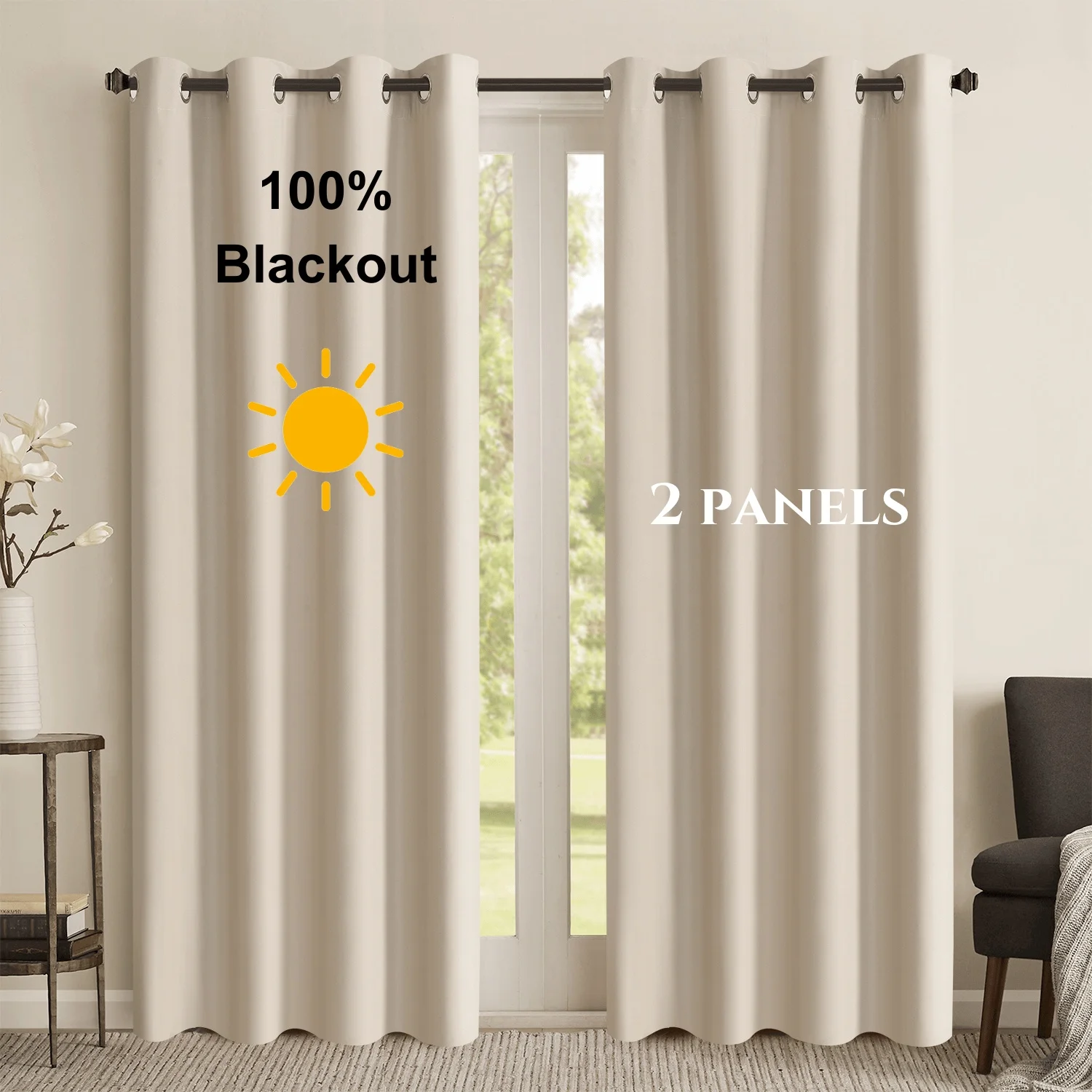 2 cortinas opacas 100% de color sólido, cortinas ligeras de primera calidad con aislamiento térmico y bloqueo de luz para dormitorio, sala de estar