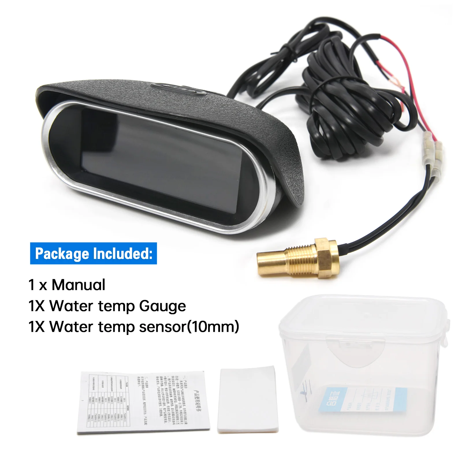 Digitales 2-in-1-LCD-Messgerät Voltmeter Wasser temperatur messer mit Sensor 120 npt 0 ~ Celsius Wasser temperatur anzeige für Auto 12V 24V