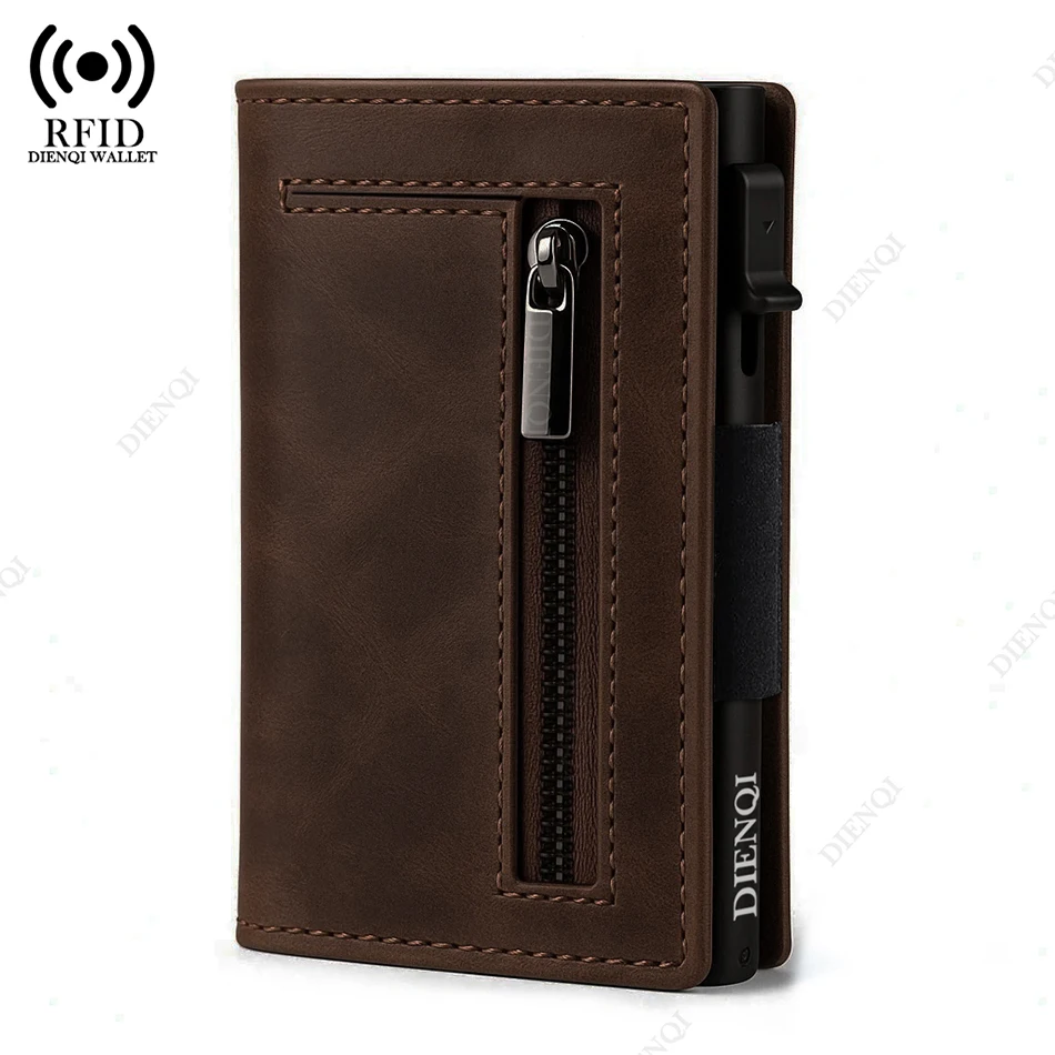 Luxury RFID Blocking ผู้ถือบัตรกระเป๋าสตางค์ผู้ชายเงินกระเป๋าโลหะผู้ถือบัตรเครดิตอลูมิเนียม Slim บางสมาร์ท Minimalistic กระเป๋าสตางค์