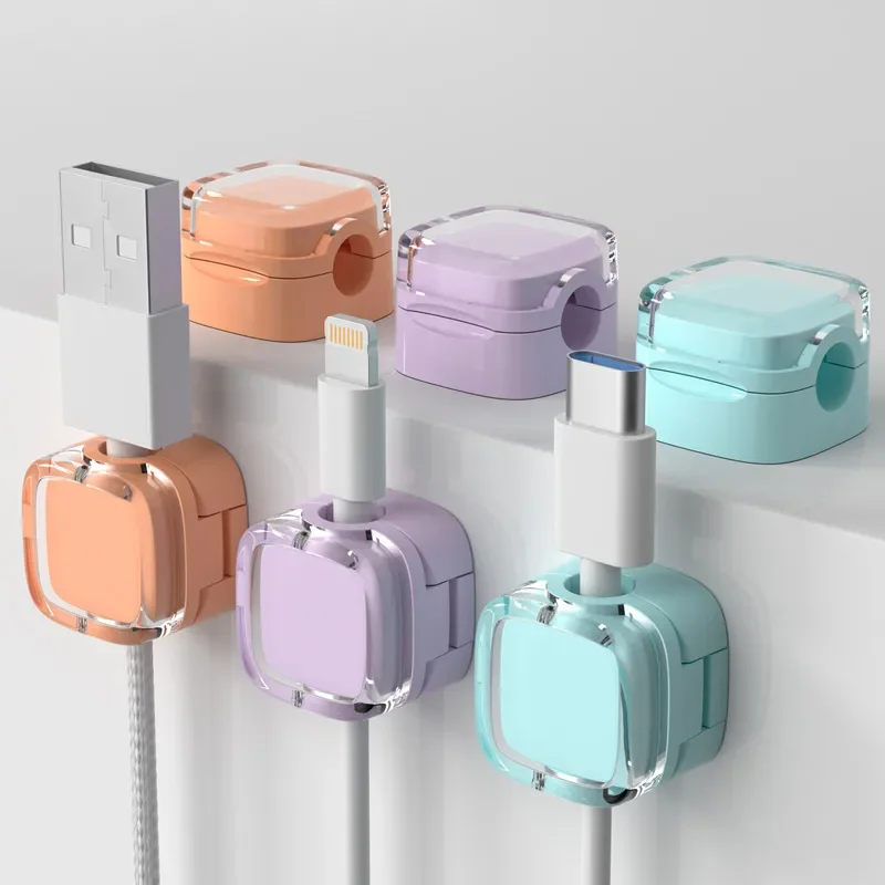 VIKEFON 6 clip magnetiche per la gestione dei cavi, organizer per cavi multicolori, ganci da scrivania e da parete per dati e caricabatterie del telefono