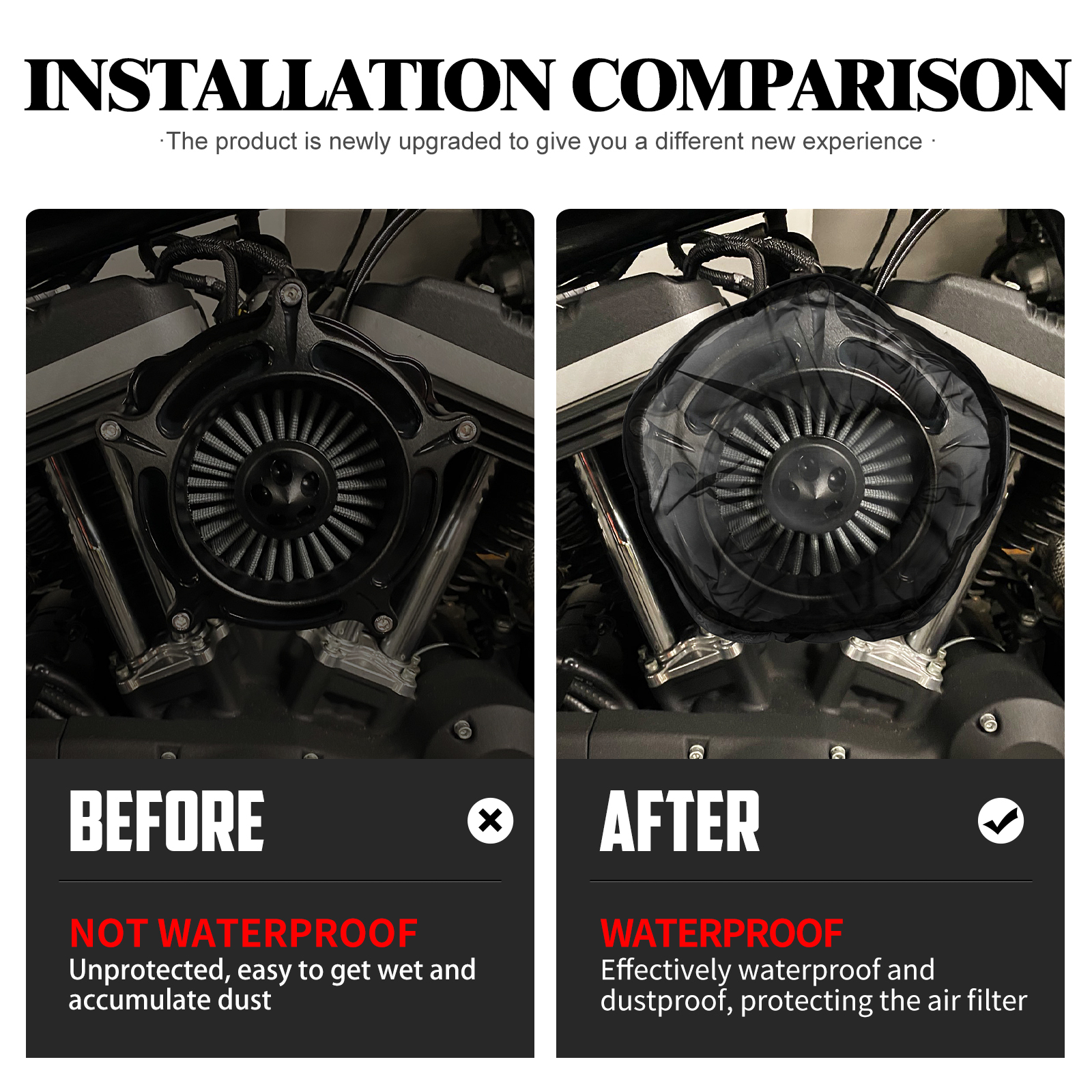 Motorcycle Air Filter Rain Sock Universal For Harley Touring Street Glide Softail Sportster Waterproof Protective Filter Cover