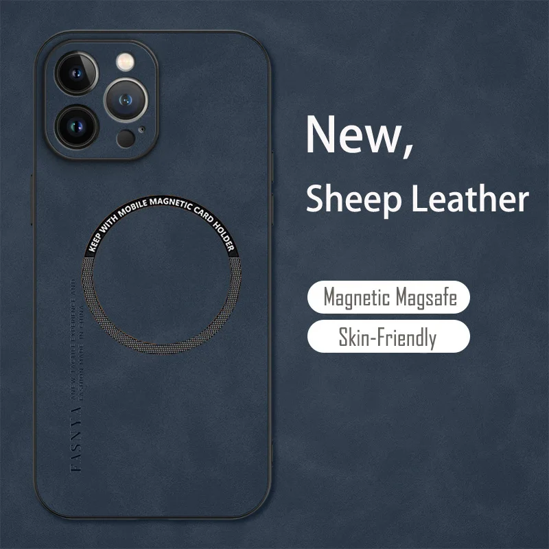 Per Magsafe iPhone 15 14 13 12 11 Pro Max X XR XS max 14 15 Plus Custodia morbida in pelle magnetica vintage in pelle di pecora
