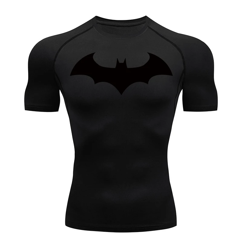 ค้างคาวกราฟิกการบีบอัดเสื้อสําหรับชายแขนสั้น Rash Guard ออกกําลังกายวิ่ง TShirt ฤดูร้อนกีฬา Quick DRY Tees Tops