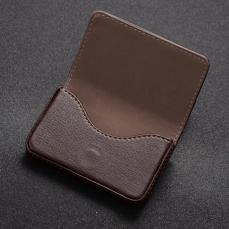 Porta biglietti da visita in pelle PU da 1 pezzo con fibbia magnetica Porta biglietti da visita tascabile sottile Porta carte di credito portatile di grande capacità