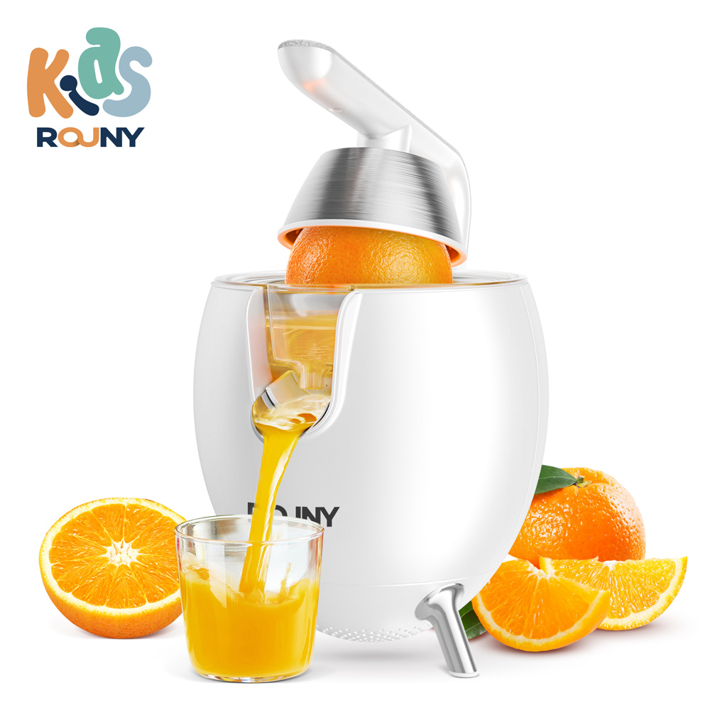 850 W elektrische citruspers met 2 kegels, roestvrijstalen sinaasappel-citroen elektrische set sapcentrifuge, harde kernpers, wit