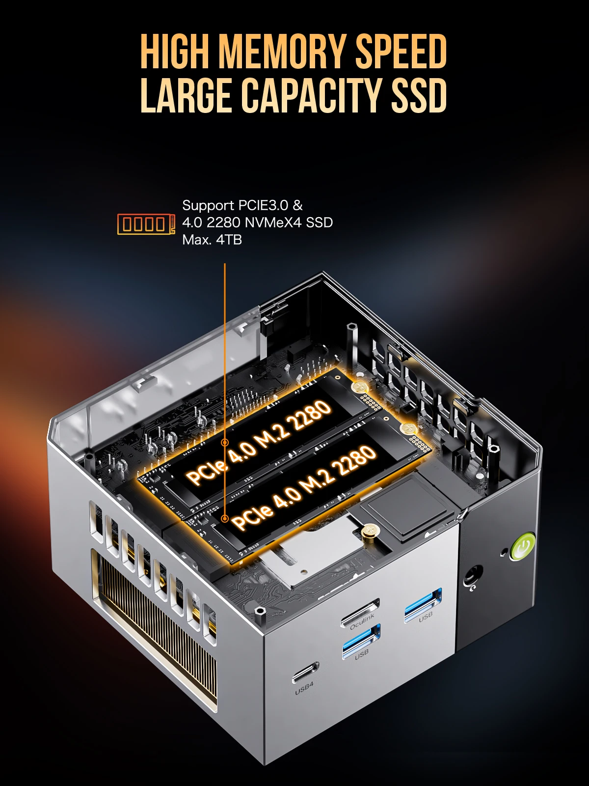 GMKtec Mini PC AMD Ryzen AI 9 HX370 Windows 11 Pro M.2 SSD Wifi6 BT5.2 32GB LPDDR5 1TB SSD PCIe4.0 Gaming PC AI Computer