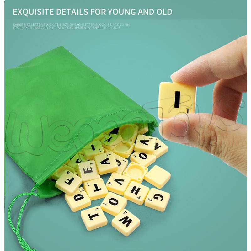 2-4 Personen Englisch Rechtschreibung Solitaire Box Alphabet Schach Lernspielzeug Reisen Englisch Alphabet Scrabble Puzzle Brettspiel