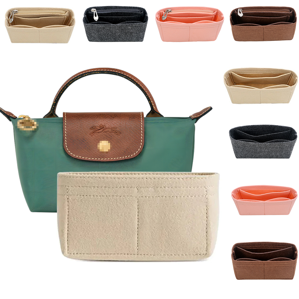 Organizador de bolsas para Longchamp Mini Le Pliage, ajuste de bolsa de mano pequeña, almacenamiento y acabado, forro de bolsos, organizador de insertos adecuado