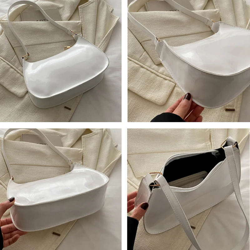 Borsa a tracolla vintage in pelle verniciata Borse da donna alla moda Borsa sotto le ascelle Hobos di design casual