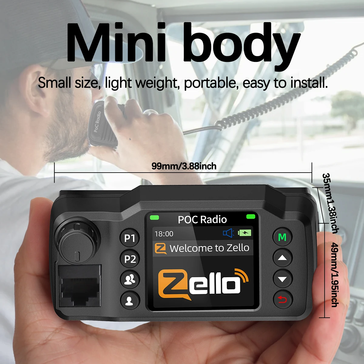ABBREE GP-8900 Plus Mini POC Network Car Radio Zello GPS Long Distance 4G Android WiFi Dual SIM For Vehicle Fleet Search&Rescue