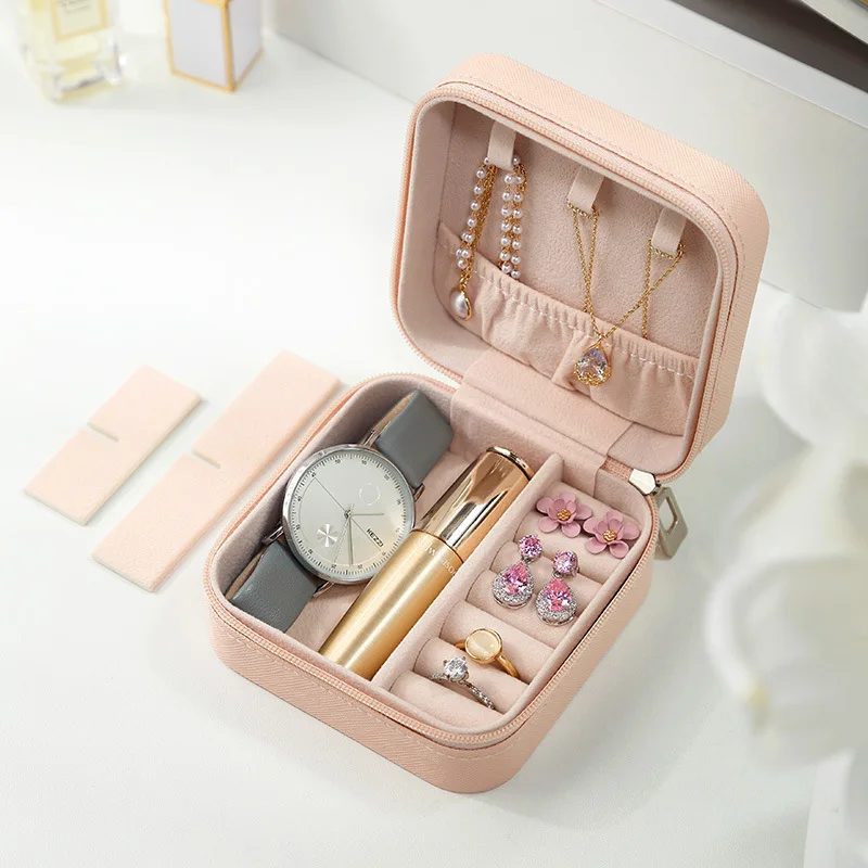 Eenvoudige ins macaron sieradendoos reizen reizen studs ketting ring sieradendoos, draagbaar