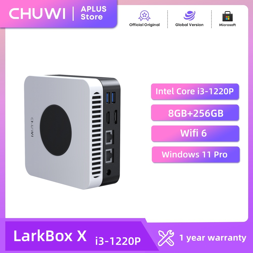 CHUWI LarkBox X Mini PC Intel Corei3-1220P 8GB RAM 256GB SSD Triple-Screen output Up to 4K Advanced Cooling System Wifi6 Mini PC