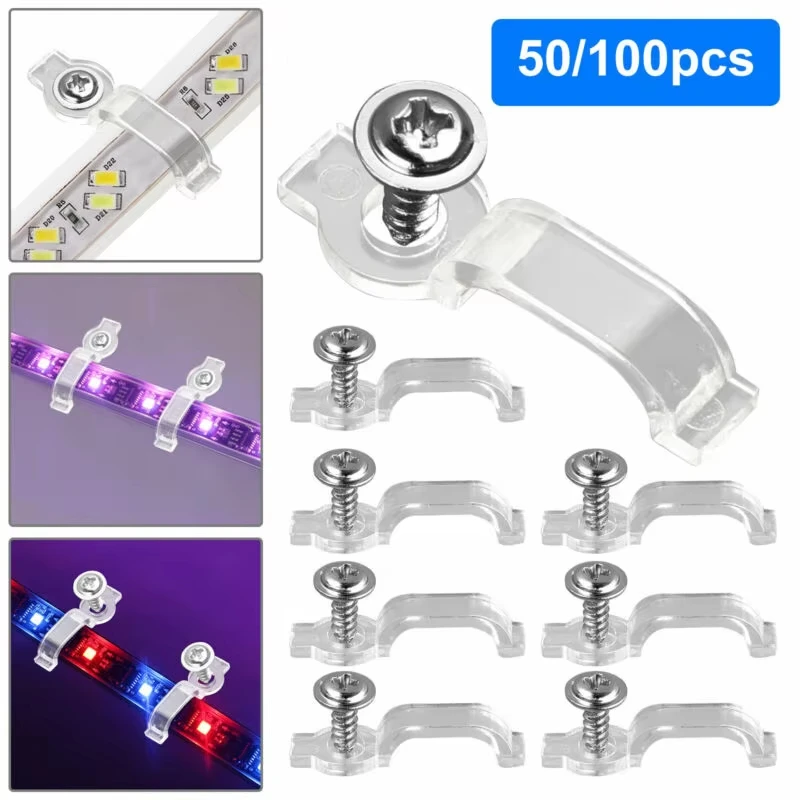 100 PCS Fixator LED Strip Fixing Clips Light Holder With Screws Fixing Mounted Clip For 5050 LED Strip Light Bar Cable Clamps