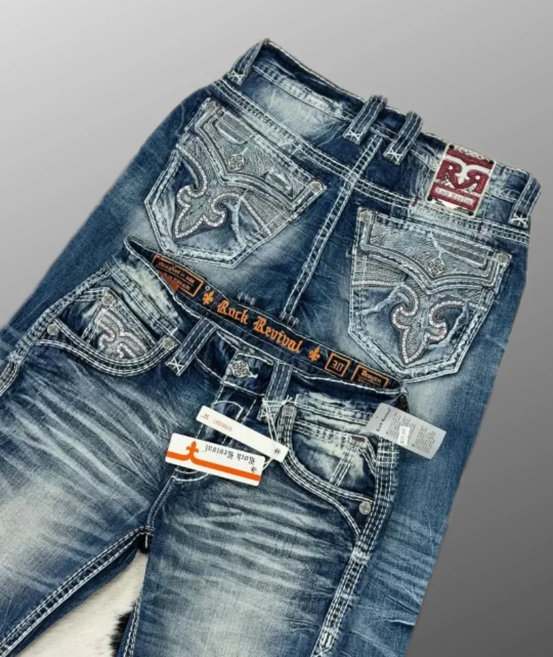 男性と女性のための青い刺繍のクロスパターンのジーンズ,原宿,カジュアル,ヒップホップ,y2k,アメリカン,レトロ,新しいスタイル