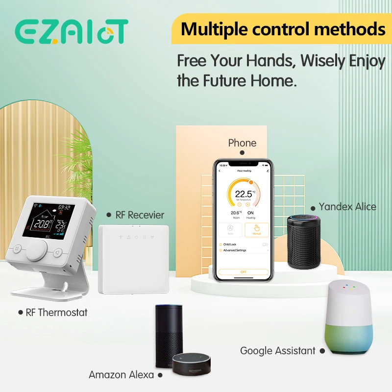 Termostato y receptor inalámbrico inteligente Tuya para caldera WiFi programable temperatura de calefacción ambiente control remoto voz Google