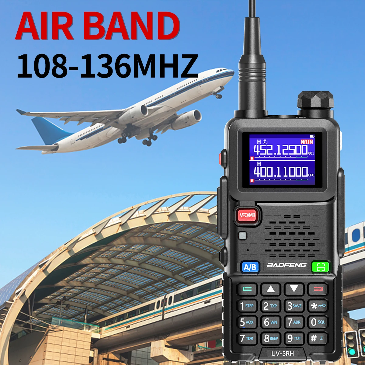 Baofeng UV 5RH 10W Air Band Walkie Talkie Long Range Wireless Kopierfrequenz Zwei-Wege-Amateurfunk Typ-C Baofeng UV 5R Transceiver