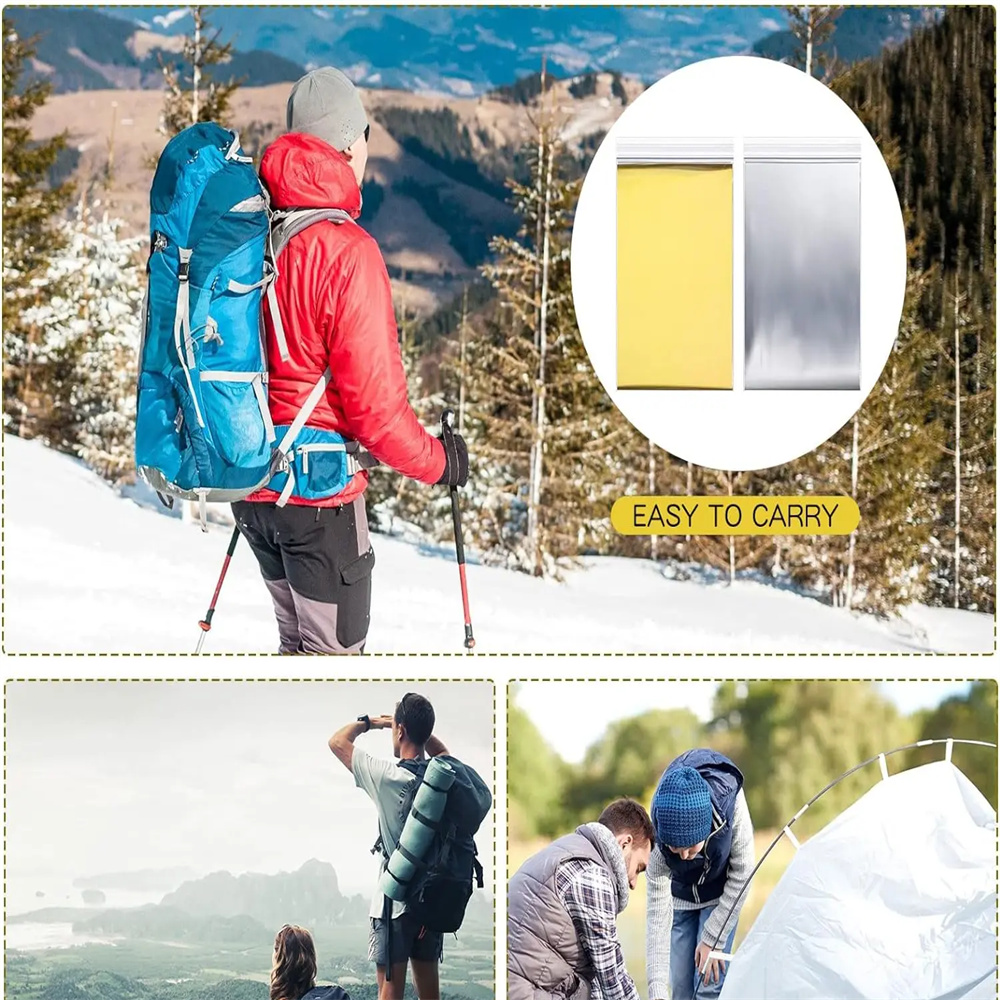 Emergency Thermal Blanket Folding Waterproof Windproof Sunshade Rescue Blanket Outdoor Survive First Aid Camping Mat Pad