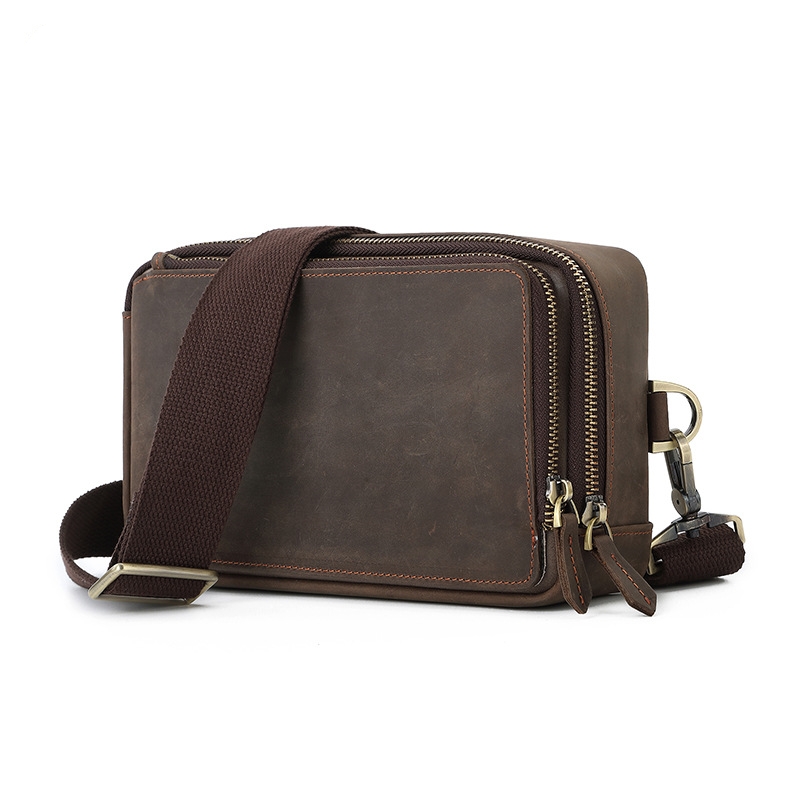Vintage Luxus Herren Brusttasche Echt leder Herren Schlinge Umhängetasche Multifunktions-Münz karte Cluthes Business Handtasche Satches
