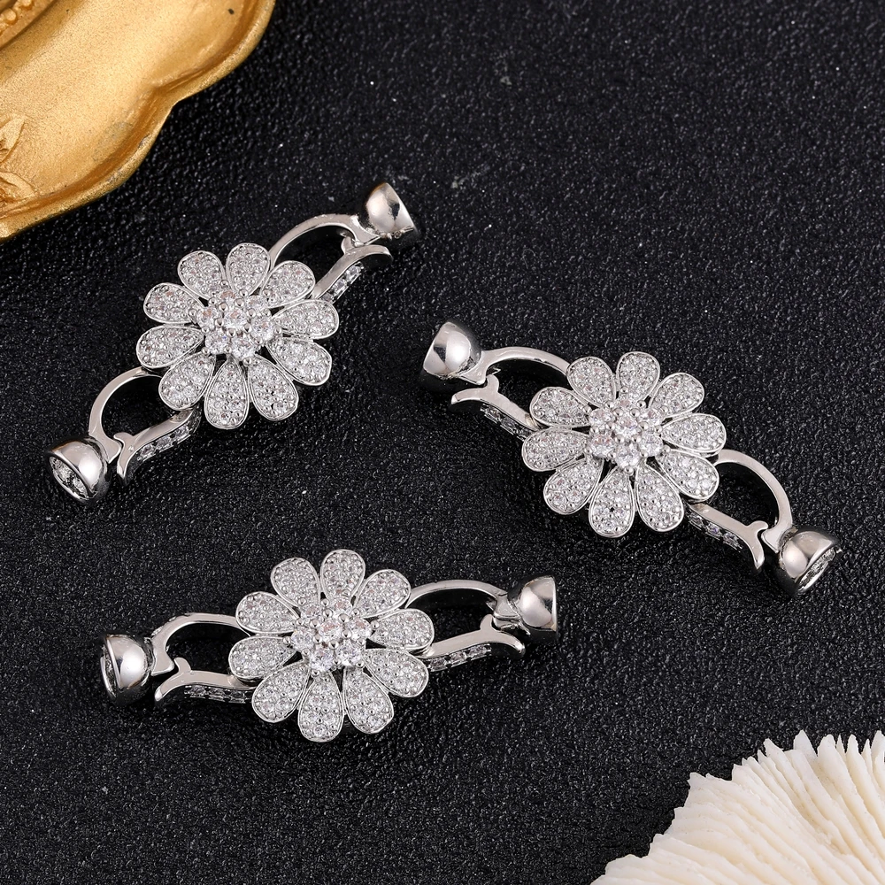 Juya 18k banhado a ouro fixadores decorativos conector fechaduras pérolas fechos acessórios para diy bordado contas jóias fazendo