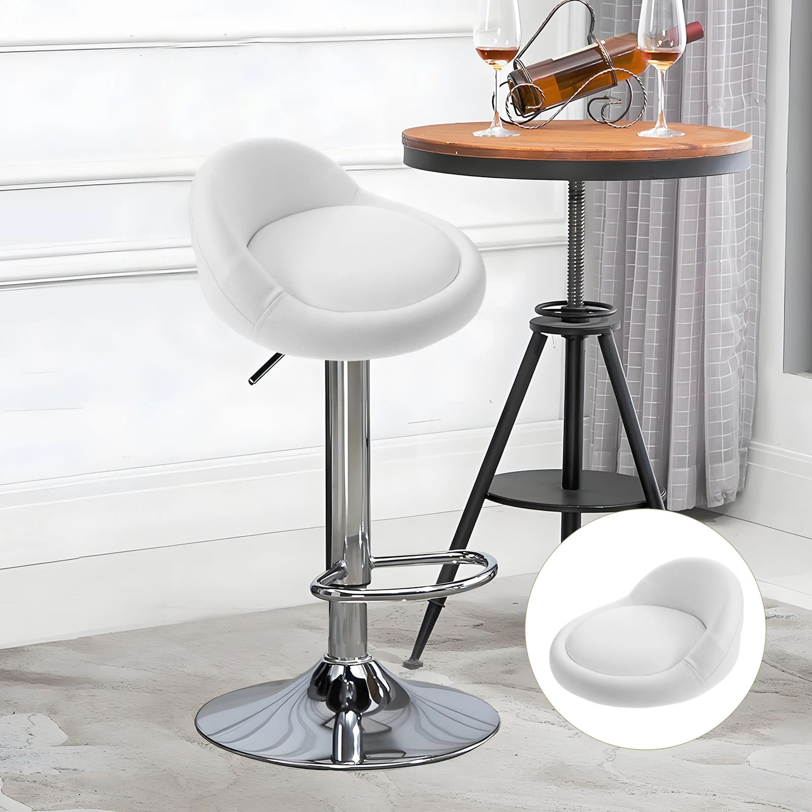 Almofada de assento de banco de bar acolchoada macia, substituição de almofada de assento redonda com encosto baixo, esponja resistente, superfície de assento para banco de balcão