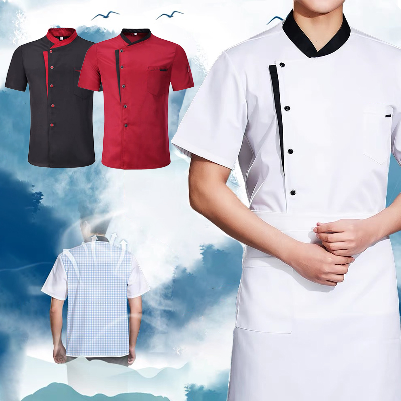 Uniforme da chef estiva Cucina Hotel Cafe Cucina Abiti da lavoro Camicia a maniche corte Catering Giacca da cuoco Top per uomo donna