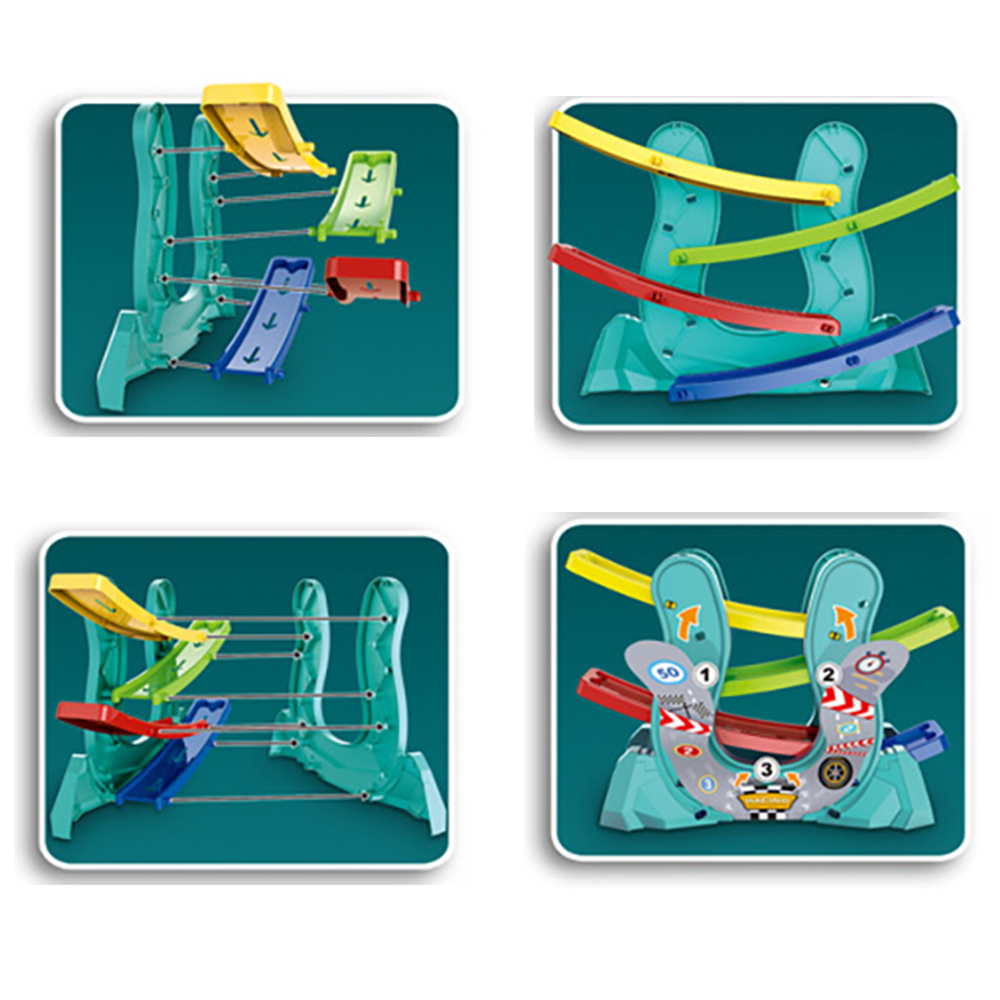 Carros deslizantes, rampa de corrida, carros de pista de corrida, 4 níveis, zigue zague, rampa, carros de corrida, veículos de brinquedo para educação infantil, presente de aprendizagem