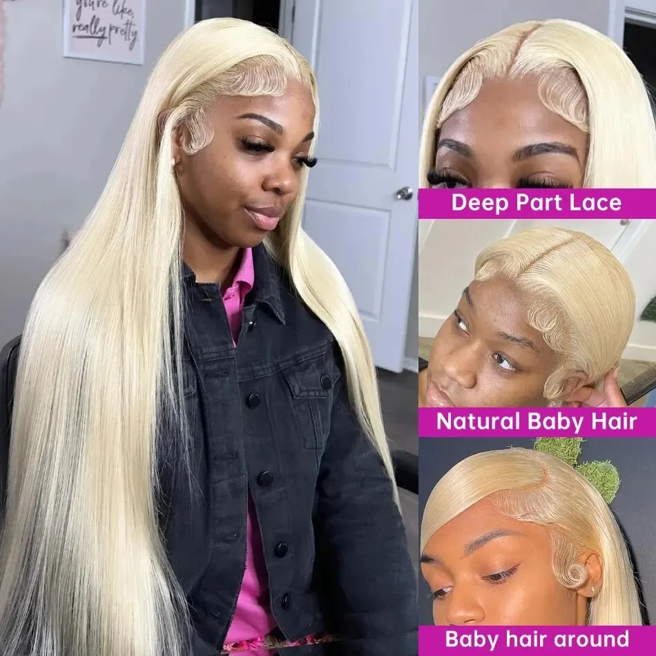 Pelucas de cabello humano Frontal de encaje 613 Rubio liso 13x4 13x6 Hd pelucas frontales de encaje transparente brasileño de 30 pulgadas para mujeres
