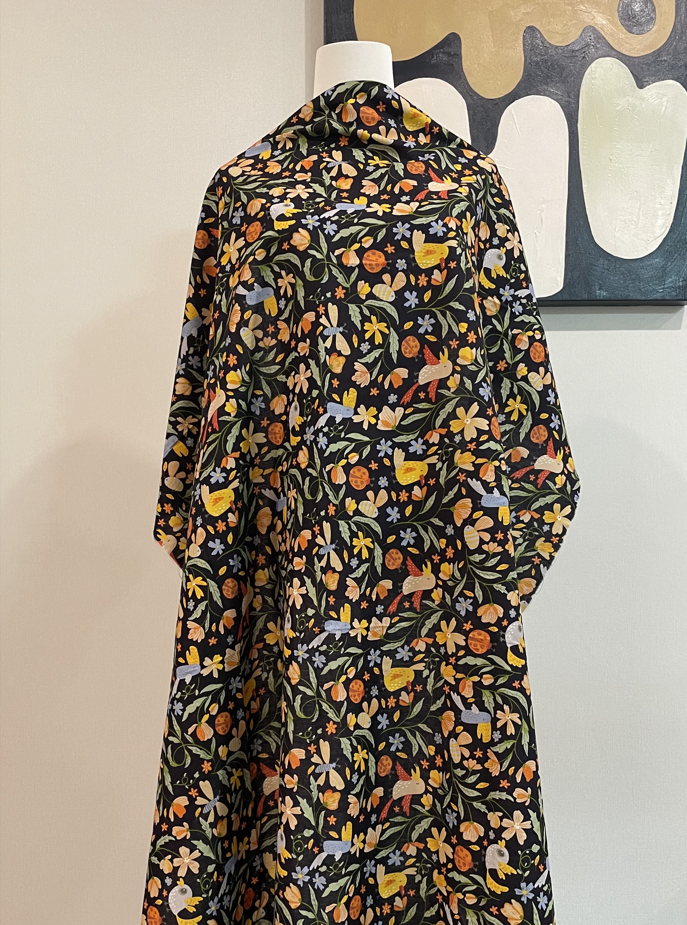 0.5メートルのレトロな花柄のパストラルコットンプリント生地、誇らしげに手作りの春と夏のドレス60年