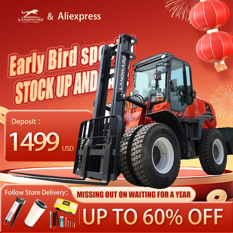 Factory EPA Certificate Diesel 3 Ton Forklift Truck Off-Road Forklift All Terrain Forklift 4x4 Customized For Sale