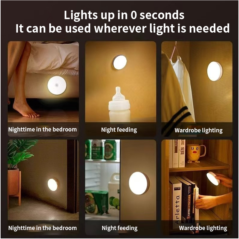 4 Pack Human Body Sensing LED Night Light USB Rechargeable Motion Sensor LED Night Light Wall Decor Bedroom Night Light Kitchen