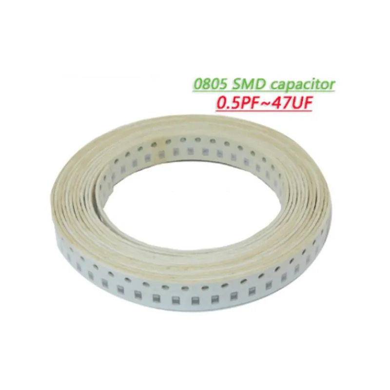 100 Stück 0805 50 V SMD-Dickschicht-Chip-Mehrschicht-Keramikkondensator 0,5 pF-47 uF 10 NF 100 NF 1 UF 2,2 UF 4,7 UF 10 UF 1 PF SMD-Kapazität