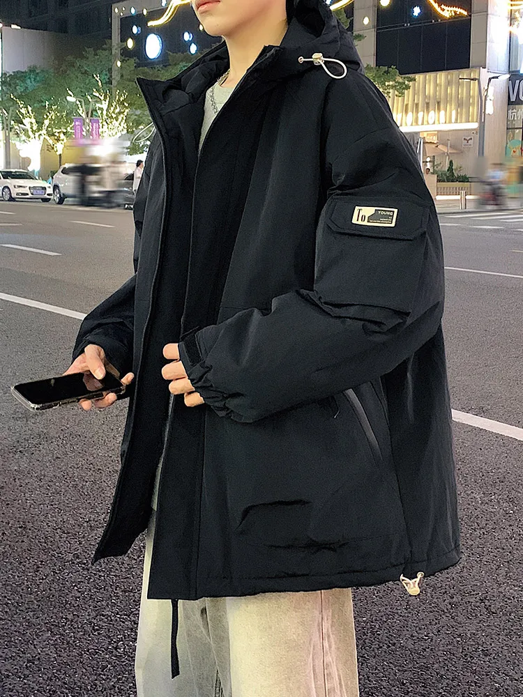 Chaqueta de invierno para hombre, Parkas gruesas y cálidas con múltiples bolsillos, cortavientos informal con capucha, Abrigo térmico acolchado de algodón de talla grande 8XL, novedad de 2024