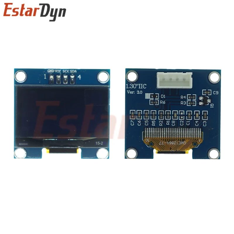Módulo OLED RoHS de 1,3 pulgadas Blanco/azul SPI/IIC I2C Comunicar Color 128X64 Módulo de pantalla LED LCD OLED de 1,3 pulgadas Módulo OLED de 1,3"
