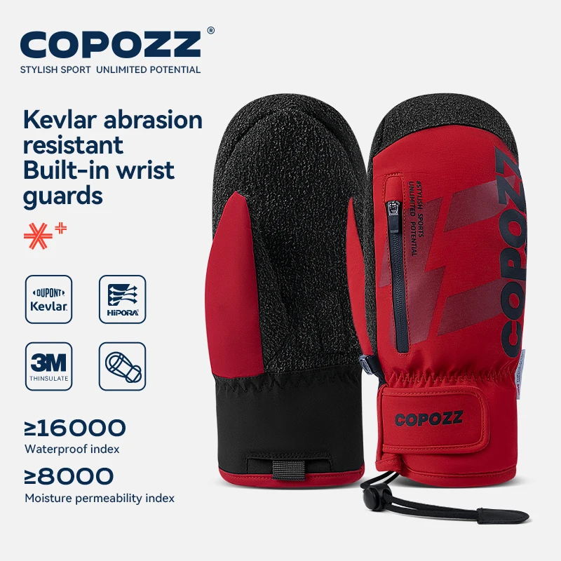 COPOZZ кевларовые утепленные лыжные перчатки зимние мужские и женские 3M Thinsulate термоперчатки для сноуборда водонепроницаемые теплые варежки лыжные перчатки