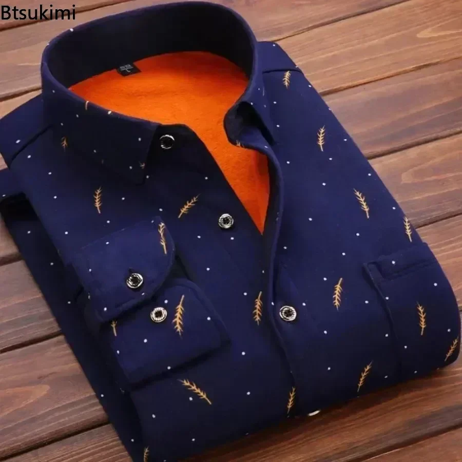 2025 Camisa a cuadros informal de manga larga para otoño e invierno para hombre, camisa gruesa y cálida informal de alta calidad, camisa cálida suave de talla grande, Tops 4XL