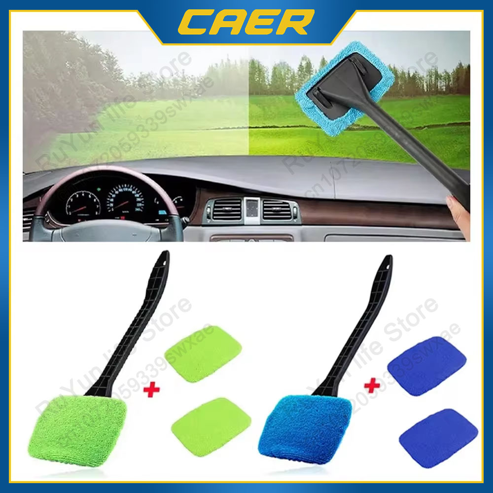 Kit de cepillo limpiador de ventanas de coche, herramientas de limpieza y lavado de parabrisas, limpiaparabrisas Interior de vidrio con mango largo, accesorios para coche