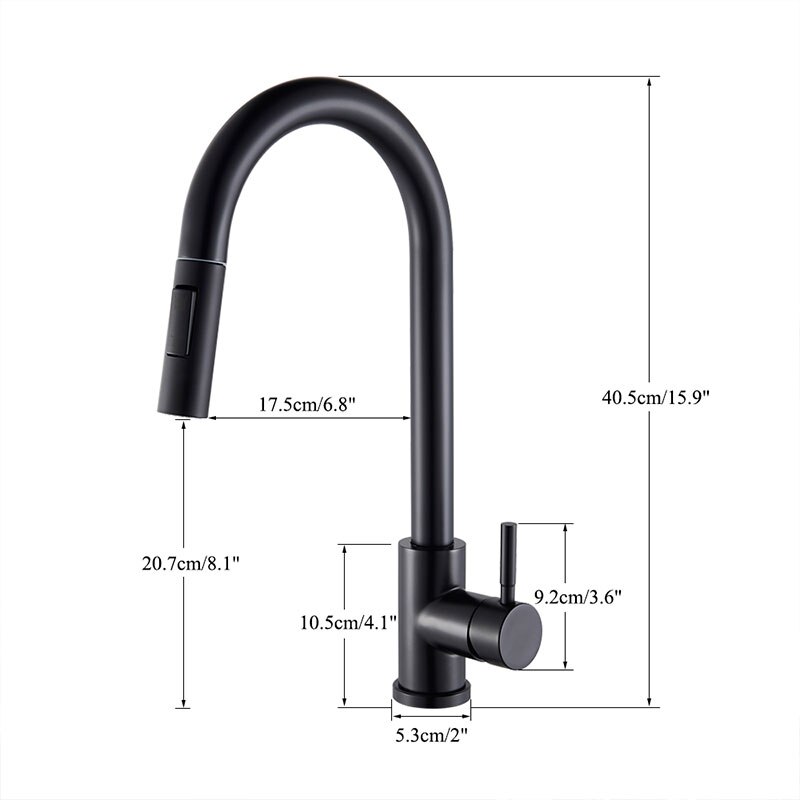 Robinet de cuisine noir flexible à nervures, buse à 2 modes, eau chaude et froide, pulvérisateur monté sur le pont du centre commercial, flux SUS 304 F/05 ets