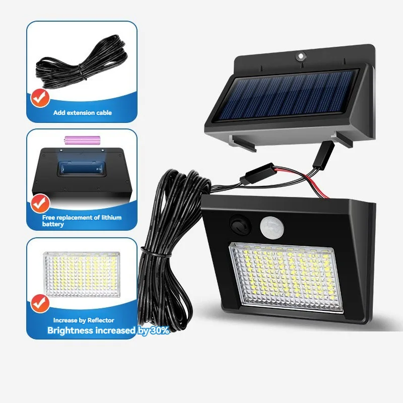 48 led split luz solar pir sensor de movimento luz de parede lâmpada solar ao ar livre ip65 à prova dip65 água solar Countyard jardim lâmpada de parede
