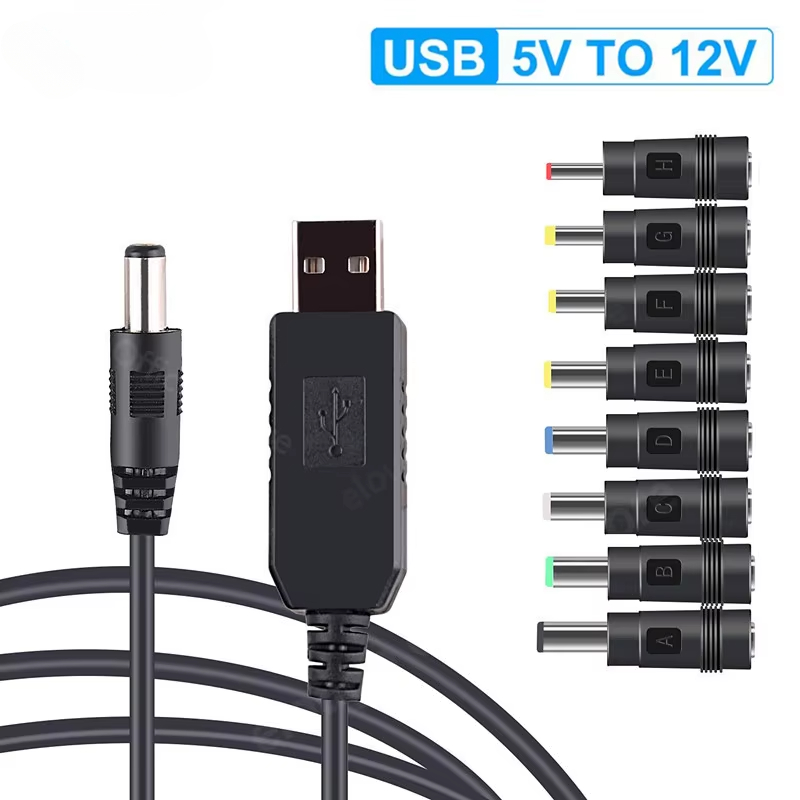 Elough WiFi to Power bank Złącze kablowe USB DC 5V do 12V Konwerter doładowania Przewód podwyższający do routera Wi-Fi Modem Wentylator Głośnik