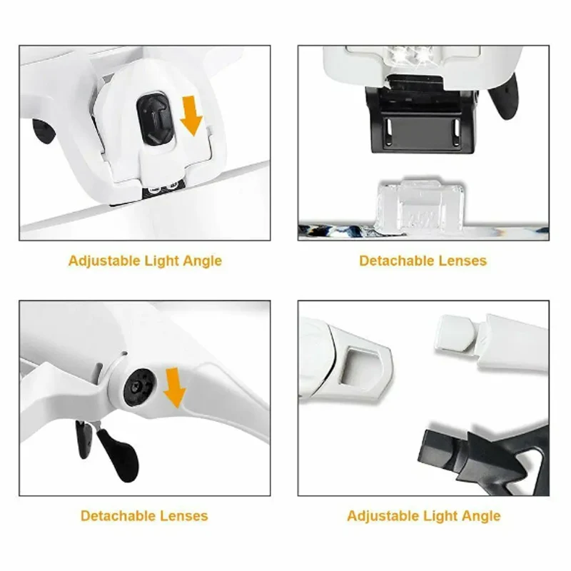 Lente d'ingrandimento di vendita calda lente d'ingrandimento a LED per gioielliere con lente d'ingrandimento luminosa con 5 lenti