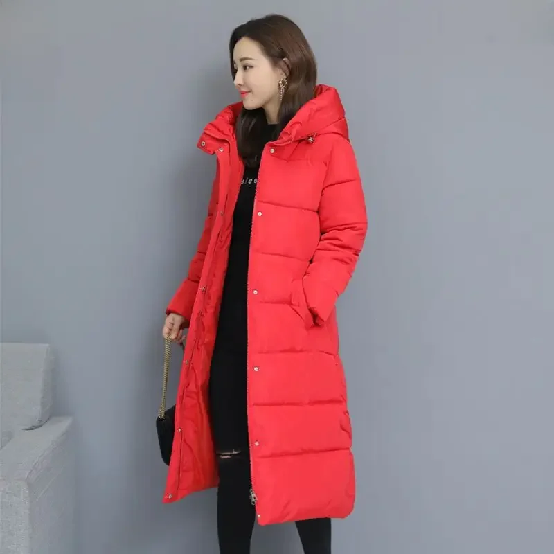 Abrigo de algodón grueso para mujer Chaqueta de invierno elegante de longitud media