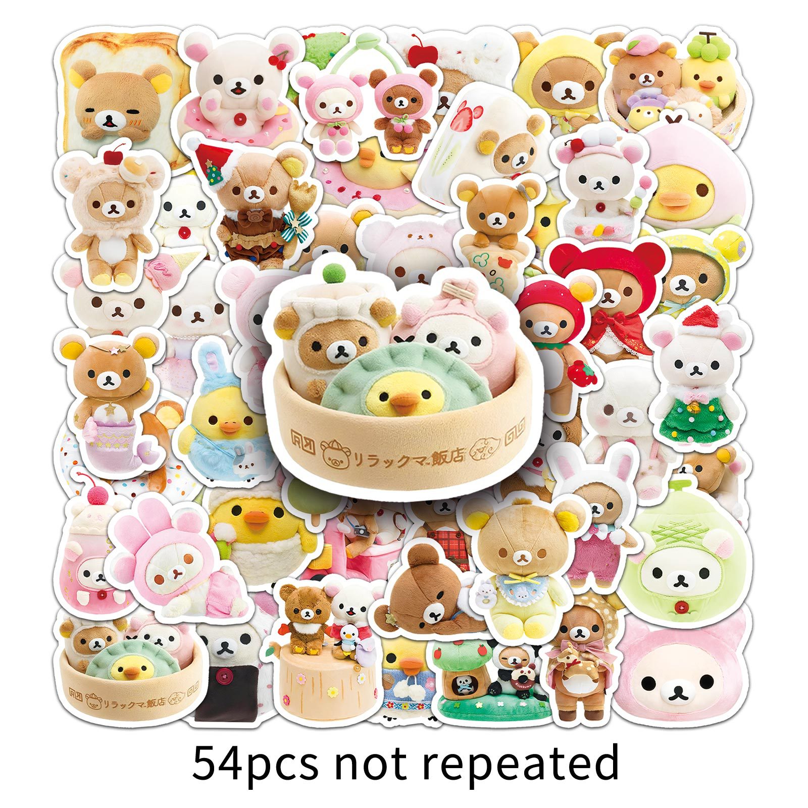 54Pcs 귀여운 만화 Lazybear 스티커 낙서 스크랩북 노트북 전화 수하물 스케이트 보드 데칼 스티커 장난감 선물